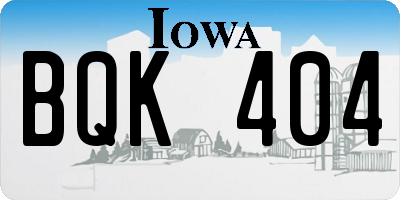 IA license plate BQK404
