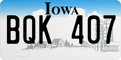 IA license plate BQK407