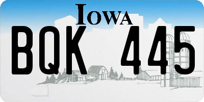 IA license plate BQK445