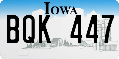 IA license plate BQK447