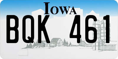 IA license plate BQK461