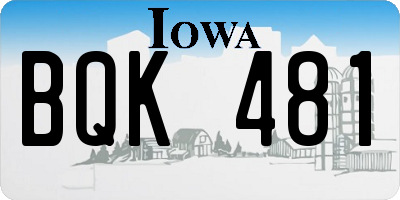 IA license plate BQK481