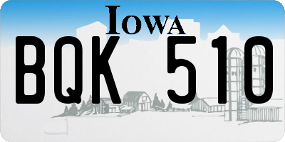 IA license plate BQK510