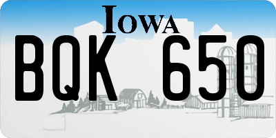 IA license plate BQK650