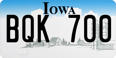 IA license plate BQK700
