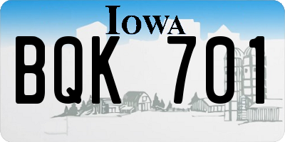 IA license plate BQK701