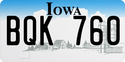IA license plate BQK760