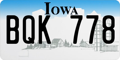 IA license plate BQK778