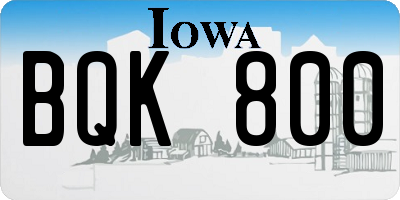 IA license plate BQK800