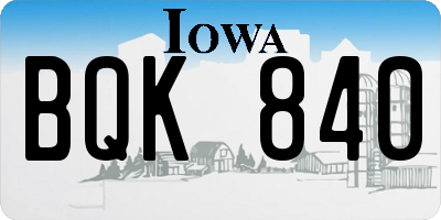 IA license plate BQK840