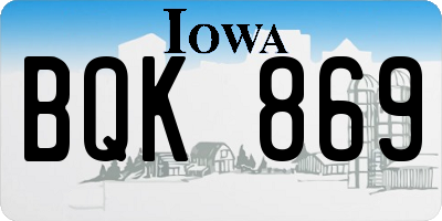 IA license plate BQK869