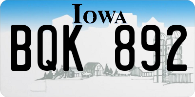 IA license plate BQK892