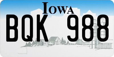 IA license plate BQK988
