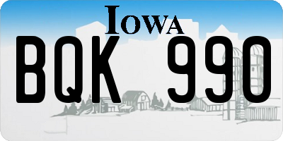 IA license plate BQK990