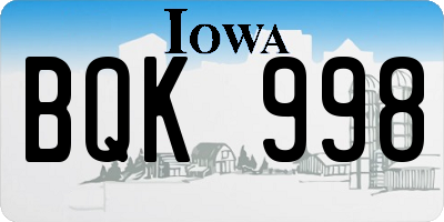 IA license plate BQK998