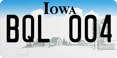 IA license plate BQL004