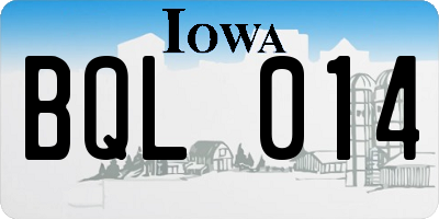 IA license plate BQL014