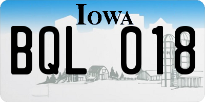 IA license plate BQL018