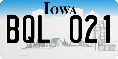 IA license plate BQL021
