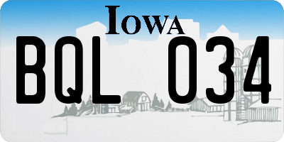 IA license plate BQL034