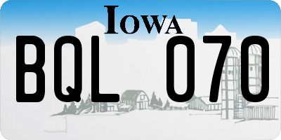 IA license plate BQL070