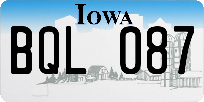 IA license plate BQL087