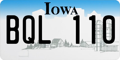 IA license plate BQL110