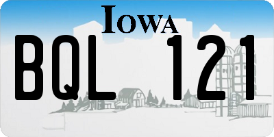 IA license plate BQL121