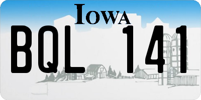 IA license plate BQL141