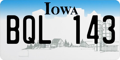 IA license plate BQL143