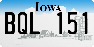 IA license plate BQL151
