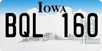 IA license plate BQL160