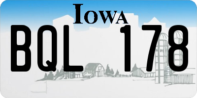 IA license plate BQL178