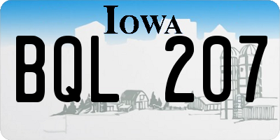 IA license plate BQL207
