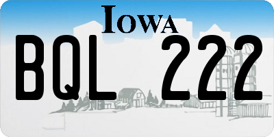 IA license plate BQL222