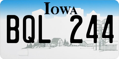 IA license plate BQL244