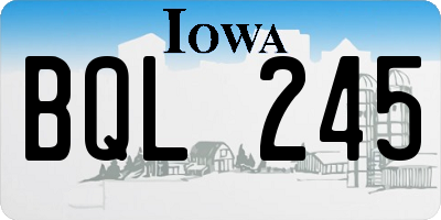 IA license plate BQL245