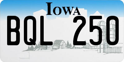IA license plate BQL250