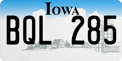 IA license plate BQL285