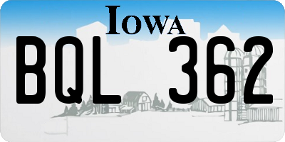 IA license plate BQL362