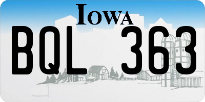 IA license plate BQL363