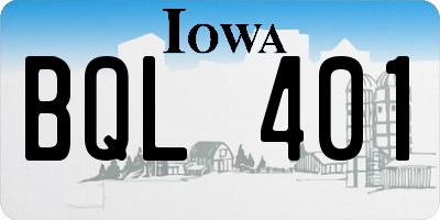 IA license plate BQL401
