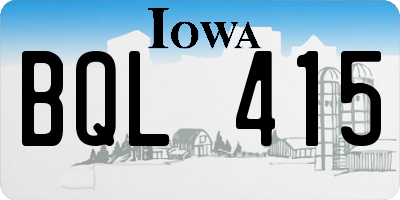 IA license plate BQL415