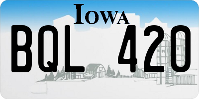 IA license plate BQL420