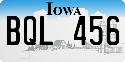 IA license plate BQL456