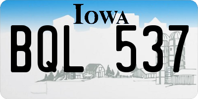 IA license plate BQL537