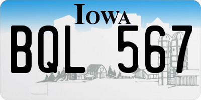 IA license plate BQL567