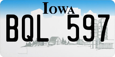 IA license plate BQL597