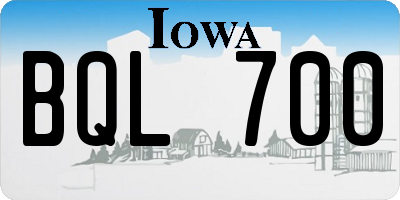 IA license plate BQL700
