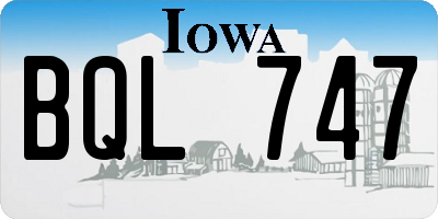 IA license plate BQL747